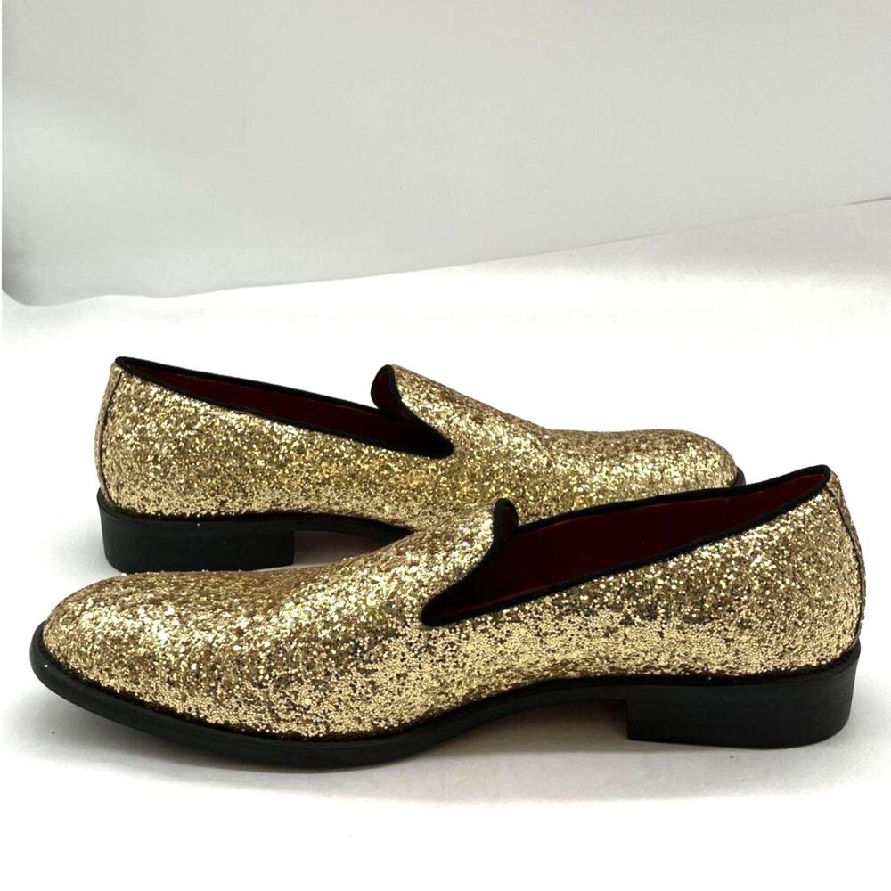 Men's Bravo Glitter Loafer Shoe for Prom & Wedding Gold Size 12